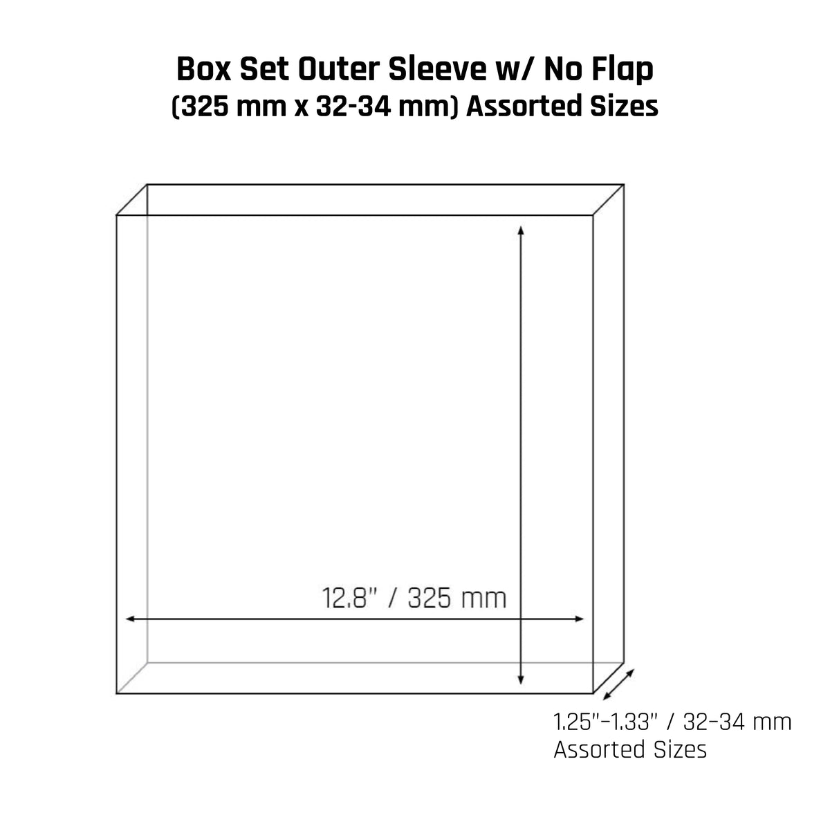 Large Box Set Outer Sleeve w/ No Flap (325 mm x 32-34 mm) Assorted Sizes - 5 Pack