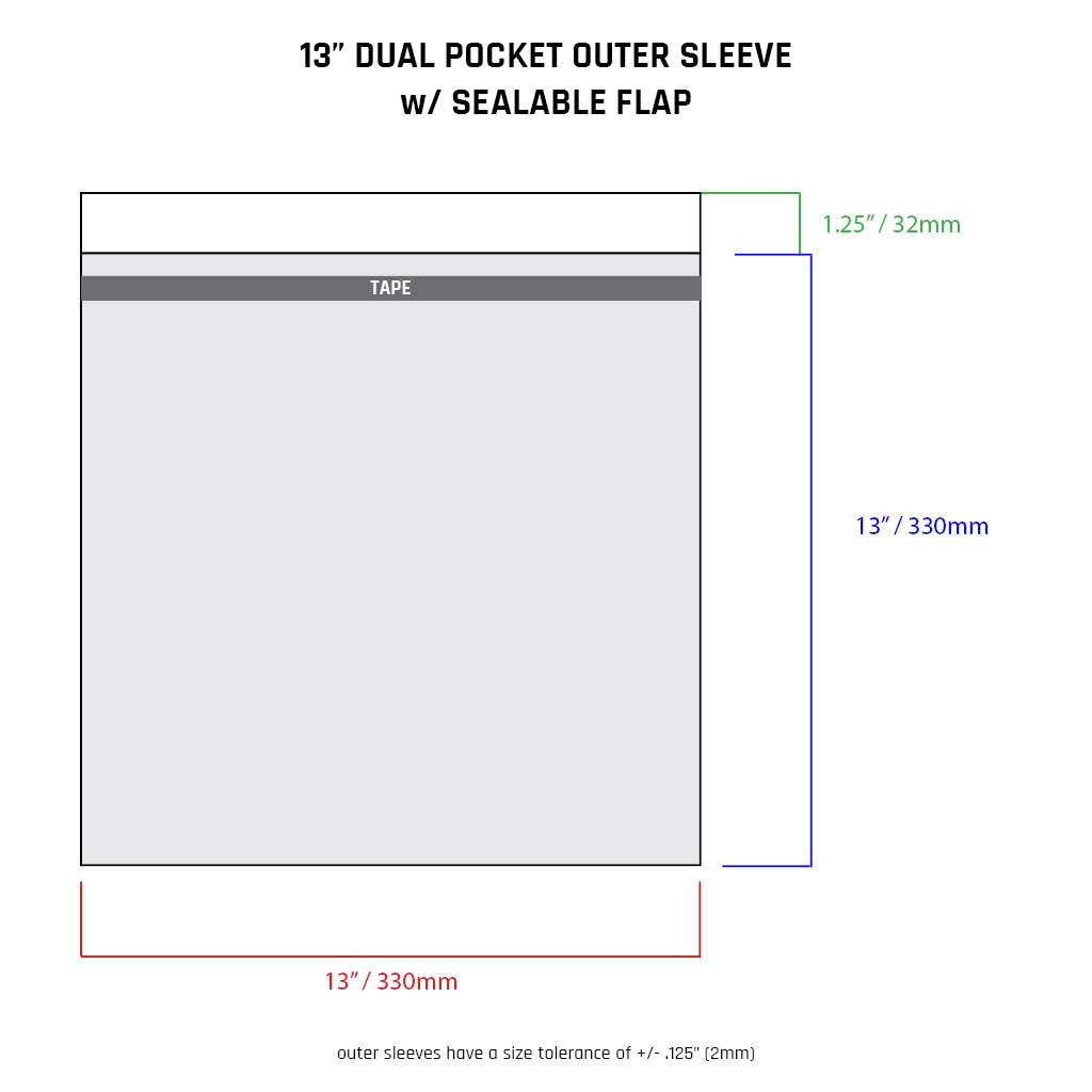 13" Dual Pocket Outer Sleeves w/ Sealable Flap - 4mil (25 pack)