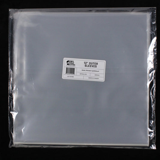 12" Dual Pocket Gatefold Outer Sleeves w/ No Flaps - 3mil (10 pack)