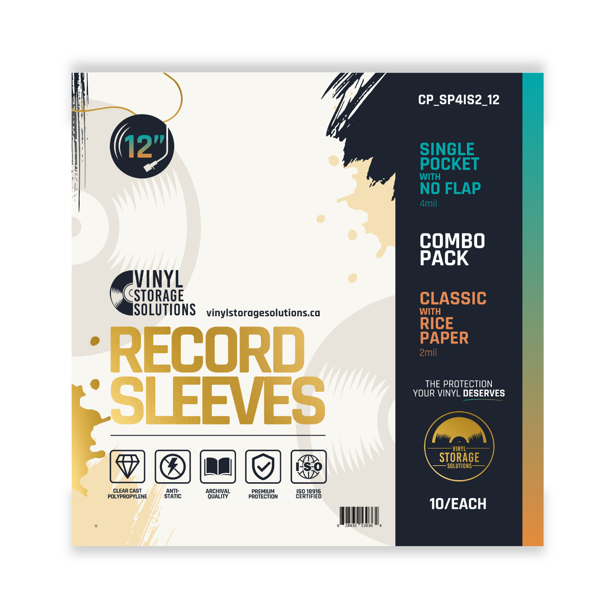 12" Single Pocket Outer Sleeve + Rice Paper Inner Sleeve Combo Pack - 10 Each