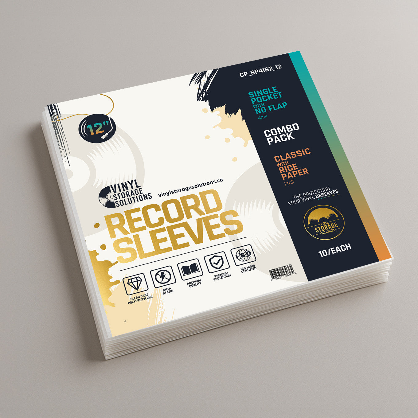 12" Single Pocket Outer Sleeve + Rice Paper Inner Sleeve Combo Pack - 10 Each