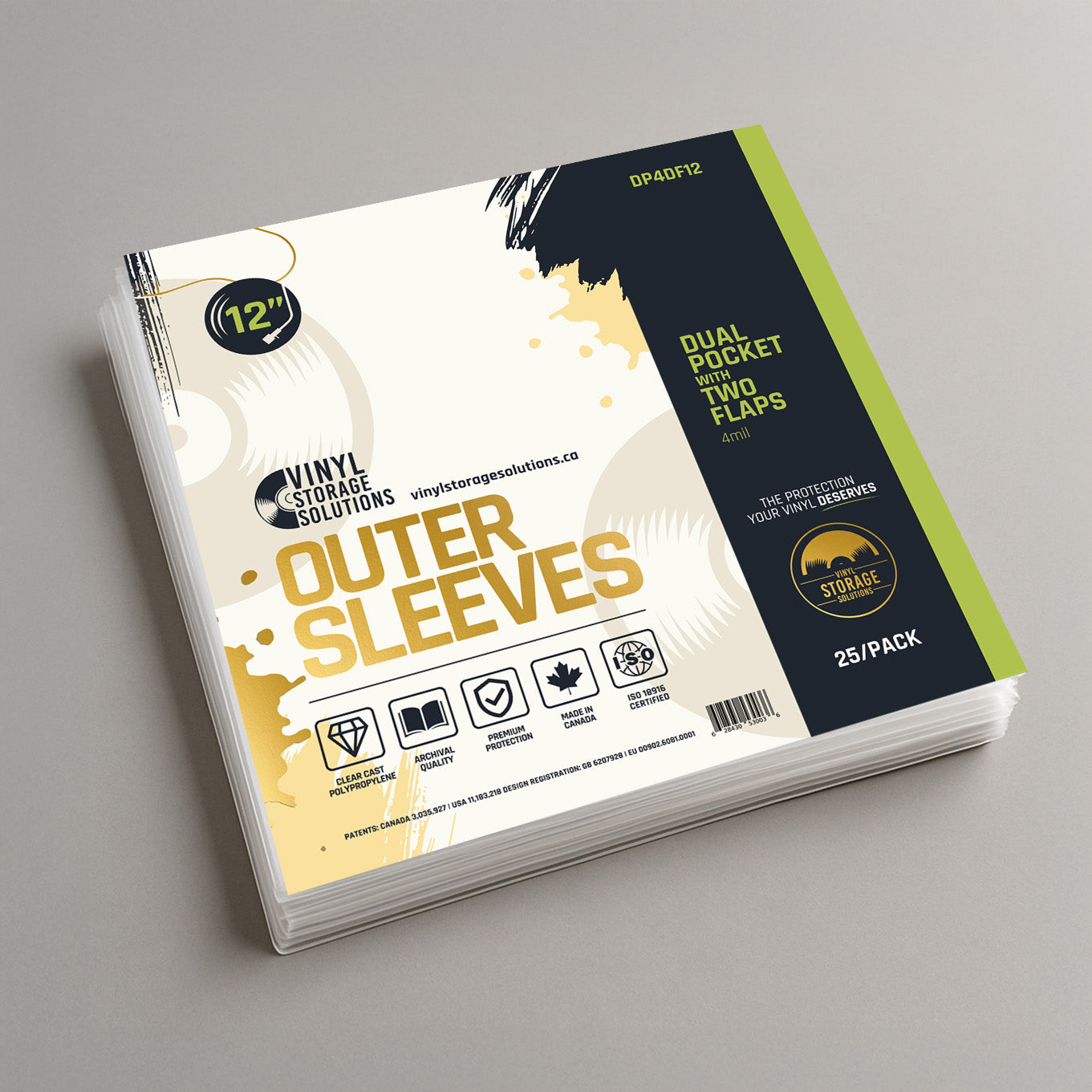 12" Dual Pocket Outer Sleeves w/ Two Flaps - 4mil (25 pack)