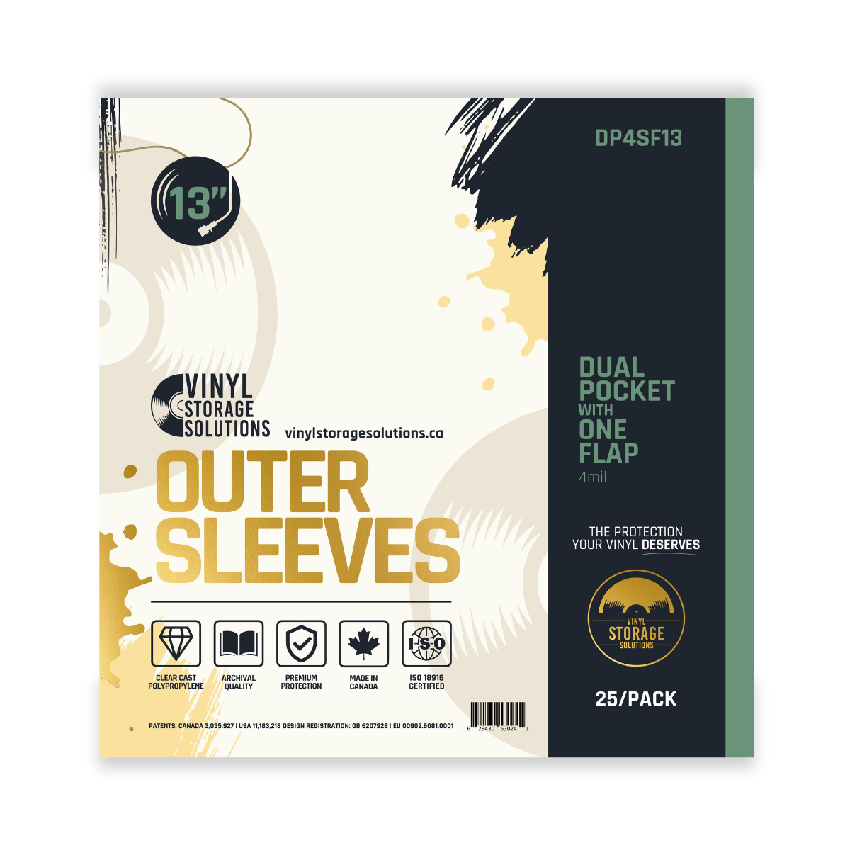 13" Dual Pocket Outer Sleeves w/ One Flap - 4mil (25 pack)