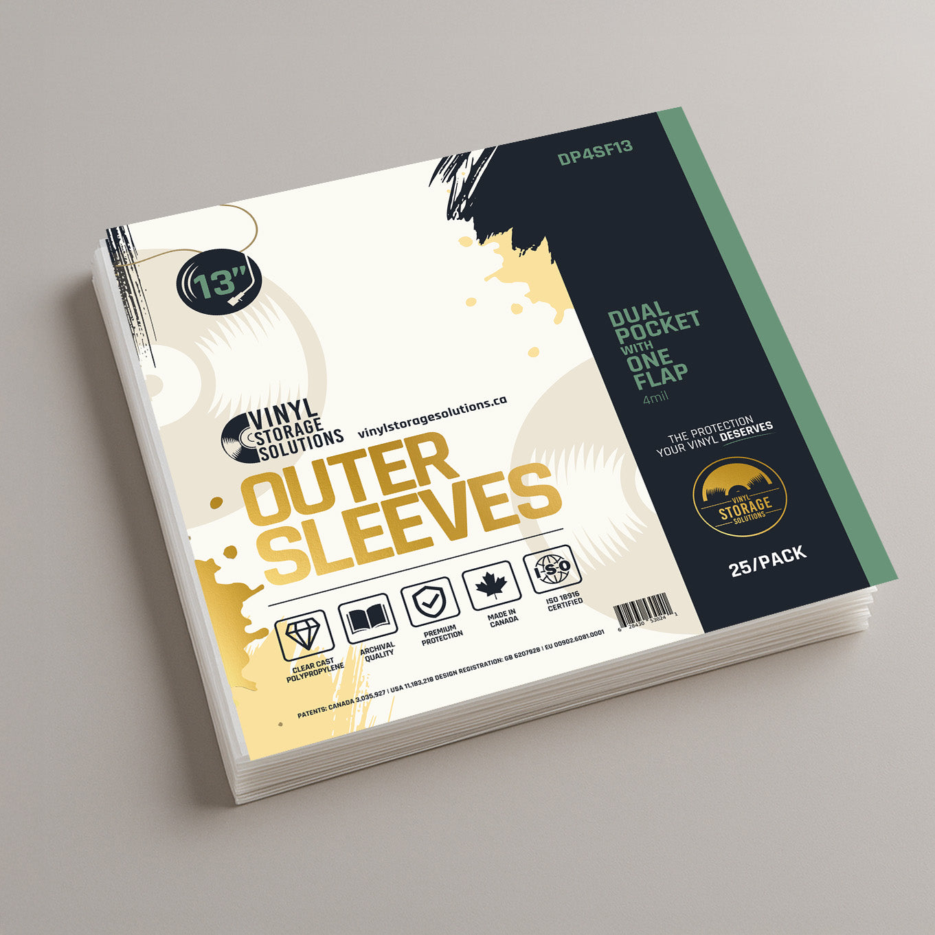 13" Dual Pocket Outer Sleeves w/ One Flap - 4mil (25 pack)