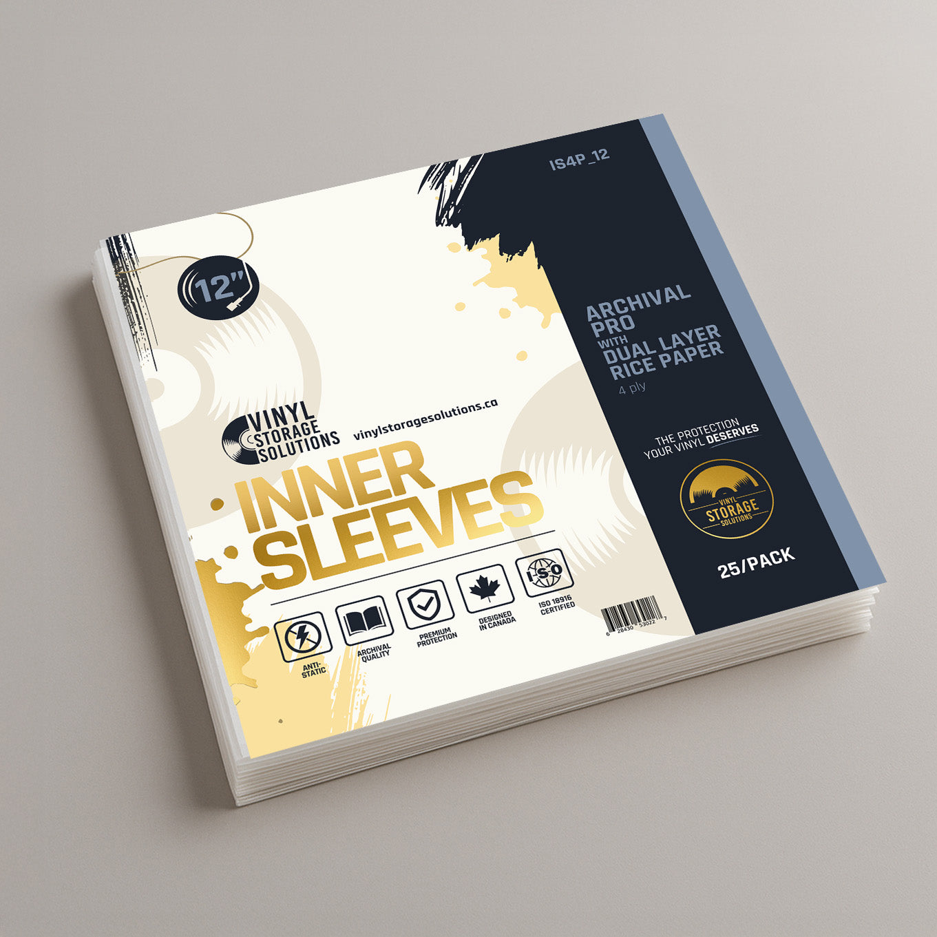 12" Inner Sleeves, Archival Pro w/ Dual Layer Rice Paper - 4ply (25 pack)