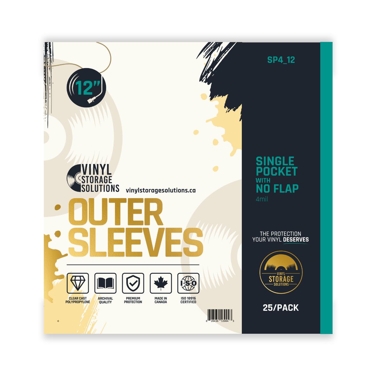 12" Single Pocket Outer Sleeves w/ No Flap - 4mil (25 pack)