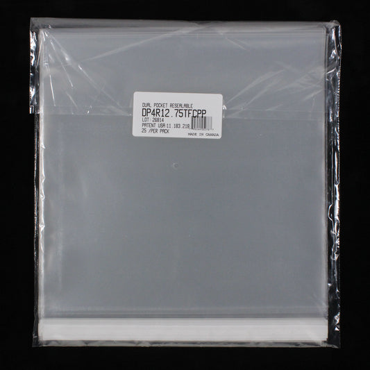12.75" Dual Pocket Outer Sleeves w/ Sealable Flap (Tape on Flap) - 4mil (25 pack) - Vinyl Storage Solutions
