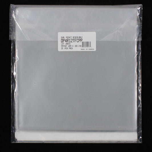 12" Dual Pocket Outer Sleeves w/ Sealable Flap (Tape on Flap) - 4mil (25 pack) - Vinyl Storage Solutions