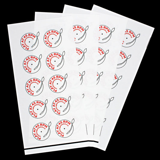 PLAY AT 45 RPM Stickers - Sheet of 10 - Vinyl Storage Solutions