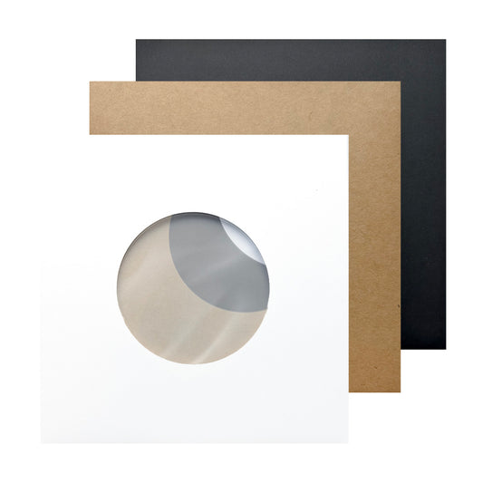 7" Blank Cardboard Jacket w/ Label Cutout & Built-In Clear Inner Sleeve