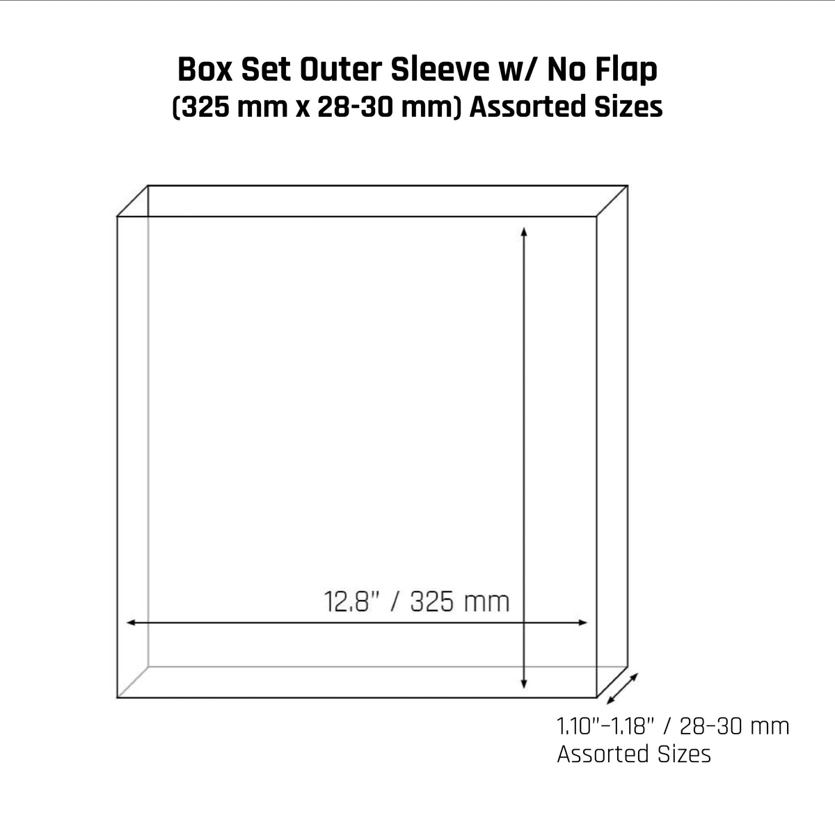 Box Set Outer Sleeve w/ No Flap (325 mm x 28-30 mm) Assorted Sizes - 5 Pack