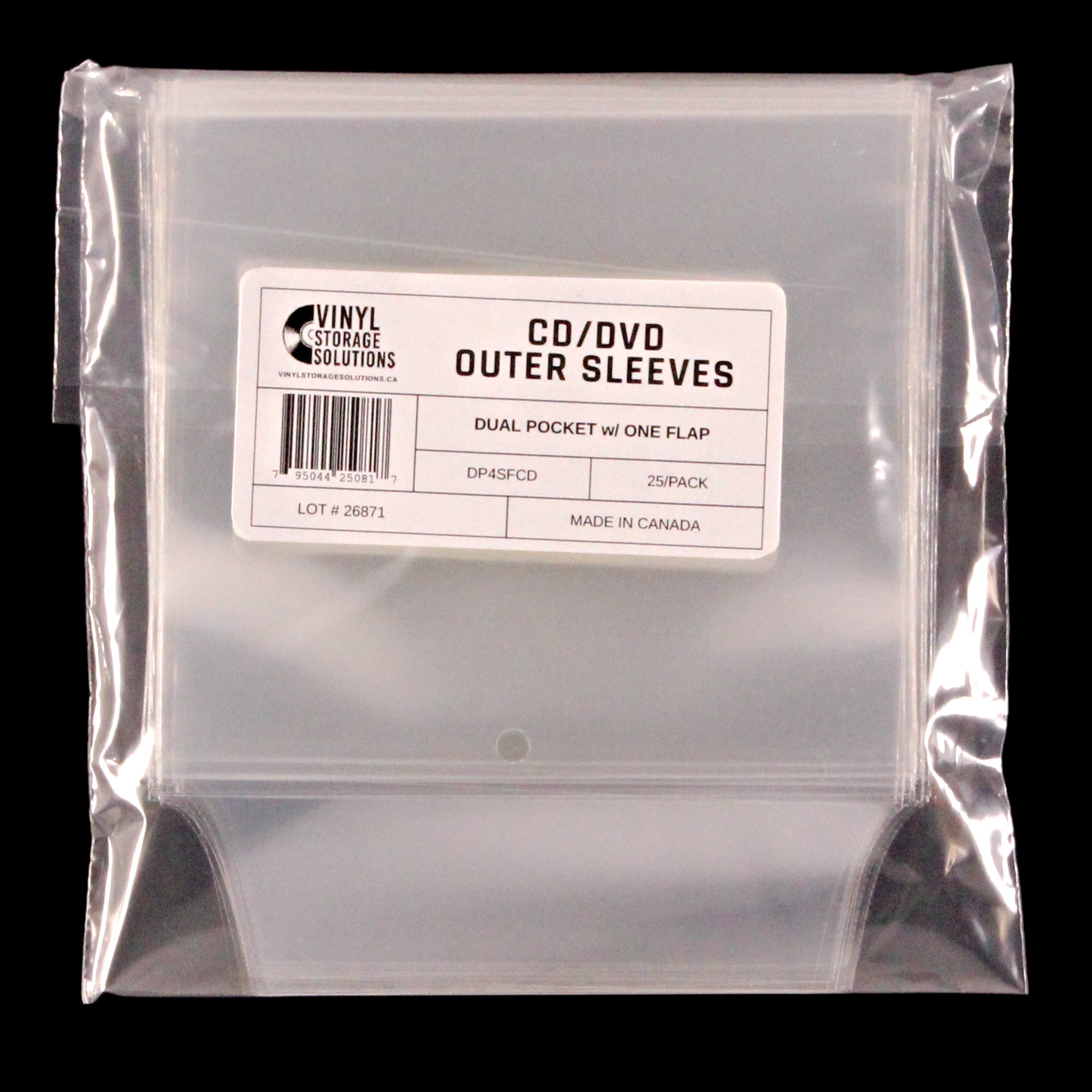 CD/DVD Dual Pocket Outer Sleeves w/ One Flap - 4mil (25 pack 