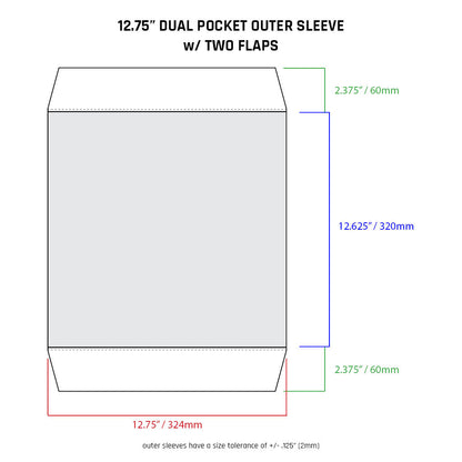 12.75" Dual Pocket Outer Sleeves w/ Two Flaps - 4mil (25 pack)