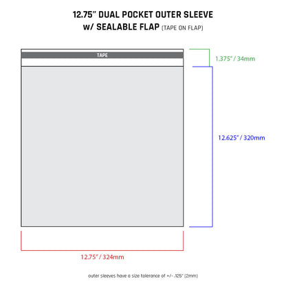 12.75" Dual Pocket Outer Sleeves w/ Sealable Flap (Tape on Flap) - 4mil (25 pack)