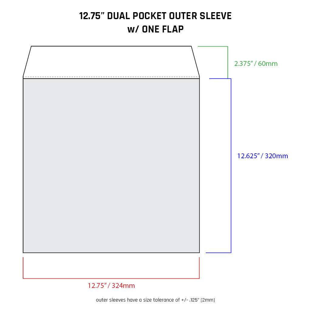 12.75" Dual Pocket Outer Sleeves w/ One Flap - 4mil (25 pack)
