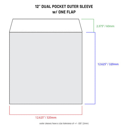 12" Dual Pocket Outer Sleeves w/ One Flap - 4mil (25 pack)
