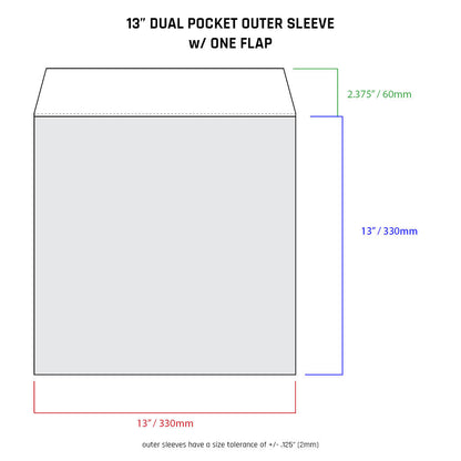 13" Dual Pocket Outer Sleeves w/ One Flap - 4mil (25 pack)