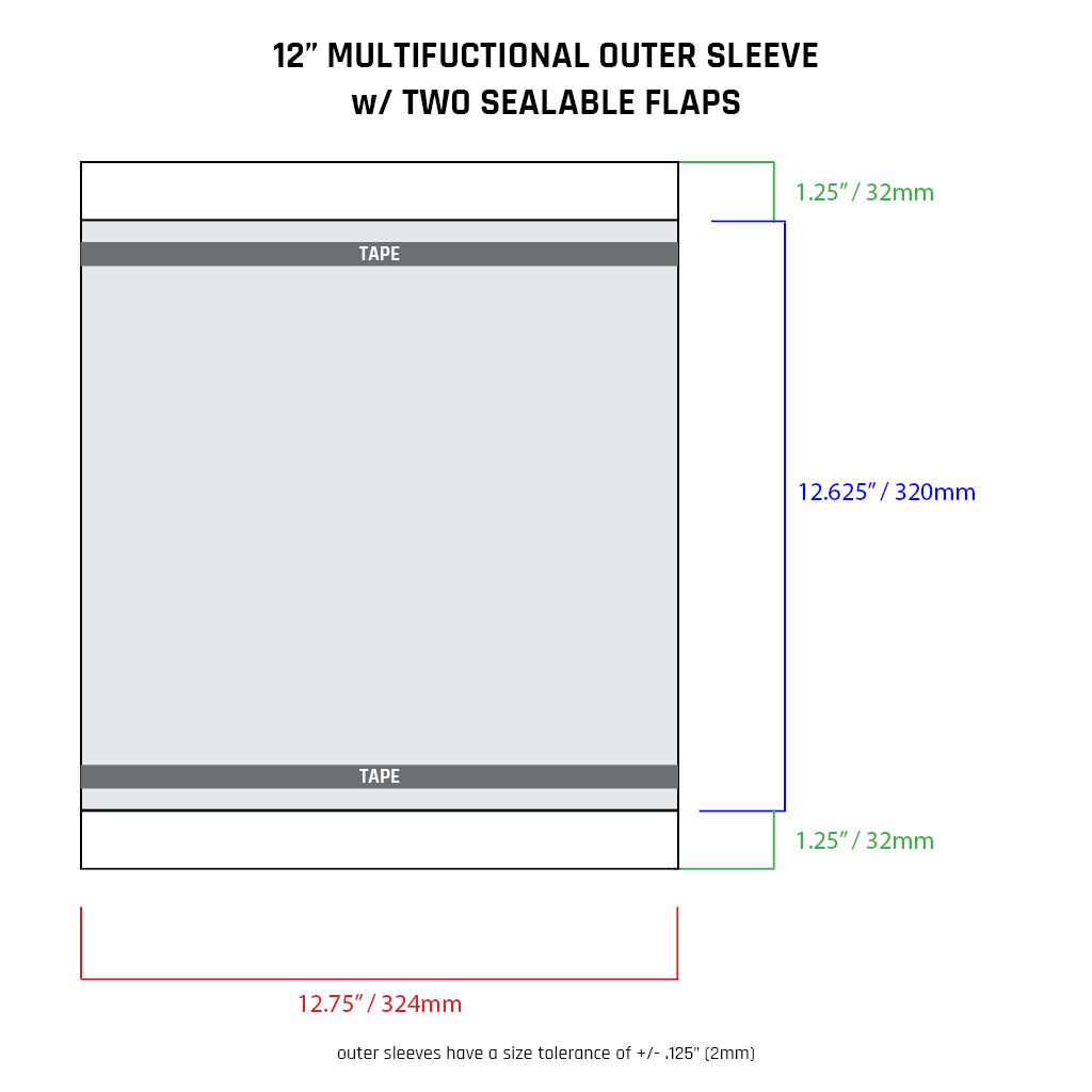 CLEARANCE - 12.75" Multifunctional Outer Sleeves w/ Two Sealable Flaps - 4mil (25 pack)