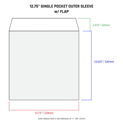 12.75" Single Pocket Outer Sleeves w/ Flap - 4mil (25 pack)