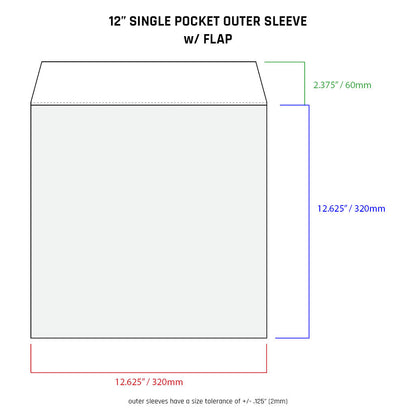12" Single Pocket Outer Sleeves w/ Flap - 4mil (25 pack)