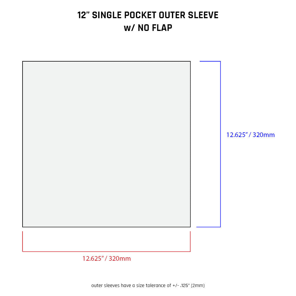 12" Single Pocket Outer Sleeves w/ No Flap - 4mil (25 pack)