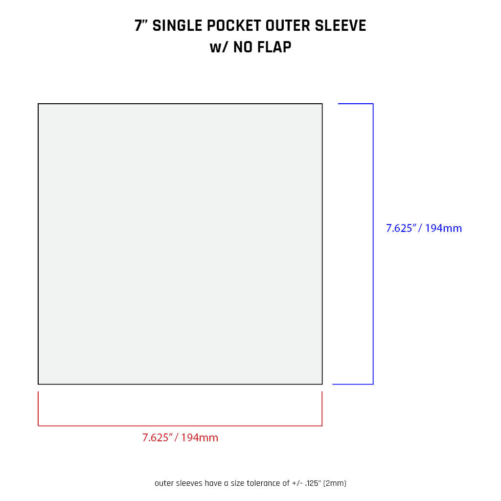 BACK ORDER - 7" Single Pocket Outer Sleeves w/ No Flap - 4mil (25 pack)