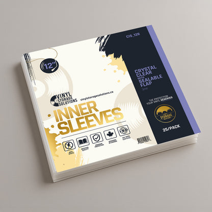 12" Inner Sleeves, Crystal Clear w/ Sealable Flap - 3 mil (25 pack)
