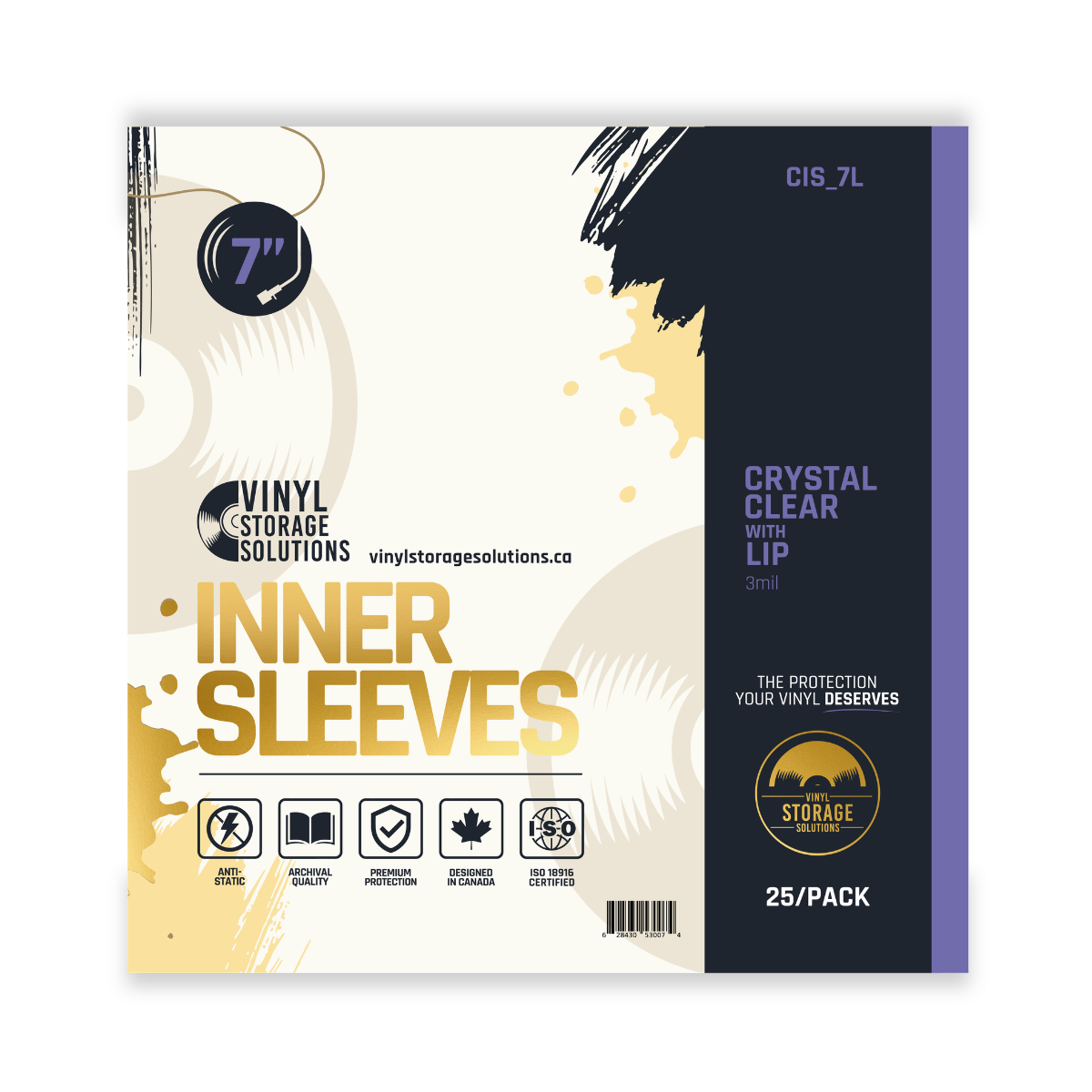 7" Crystal Clear Inner Sleeves w/ Lip - 3 mil (25 pack)