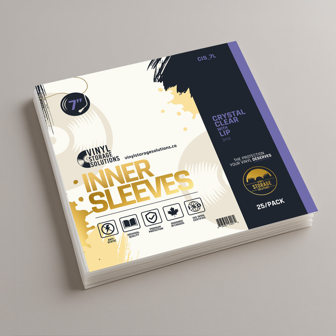 7" Crystal Clear Inner Sleeves w/ Lip - 3 mil (25 pack)