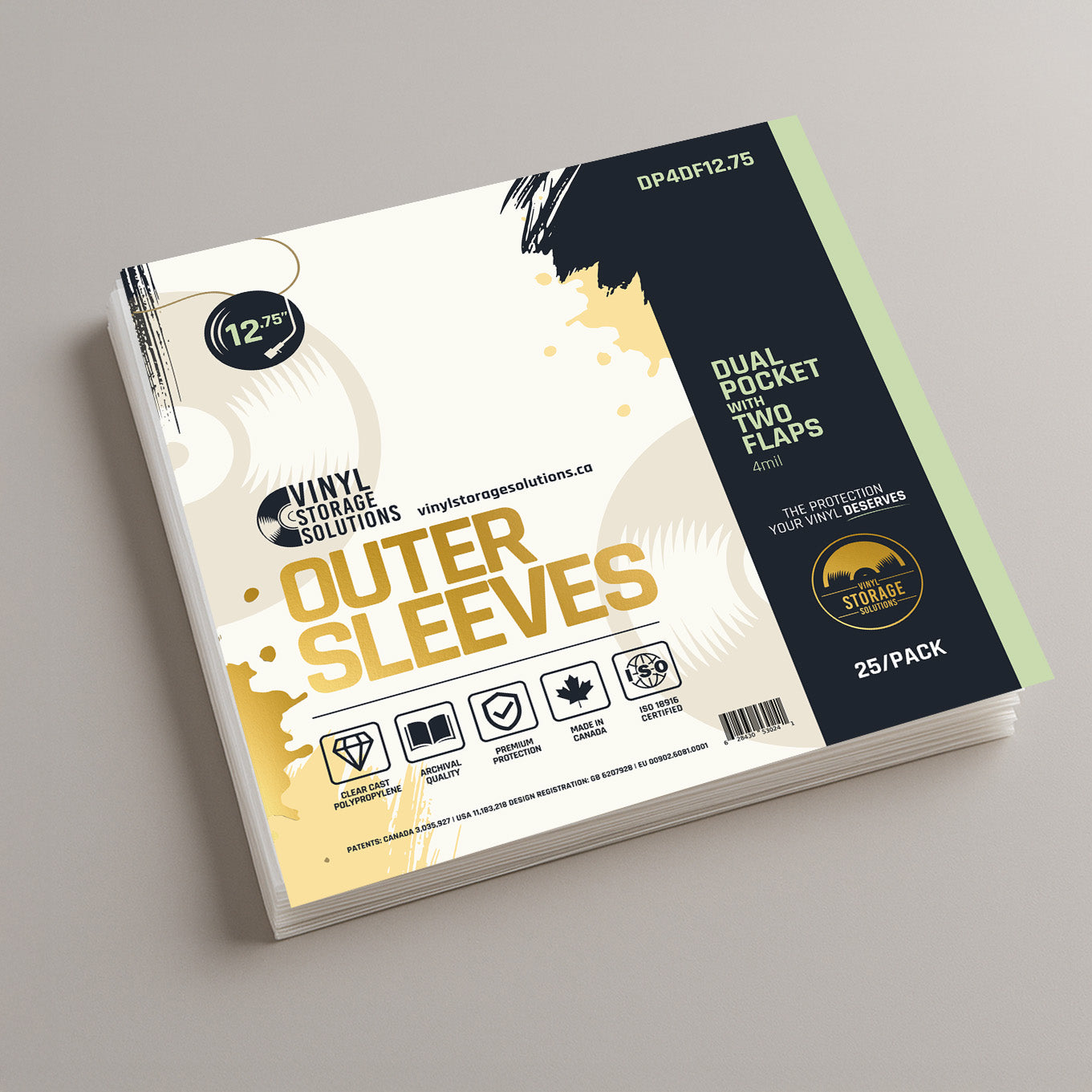 12.75" Dual Pocket Outer Sleeves w/ Two Flaps - 4mil (25 pack)