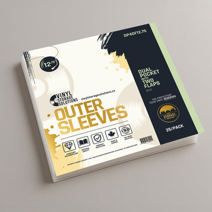 12.75" Dual Pocket Outer Sleeves w/ Two Flaps - 4mil (25 pack)