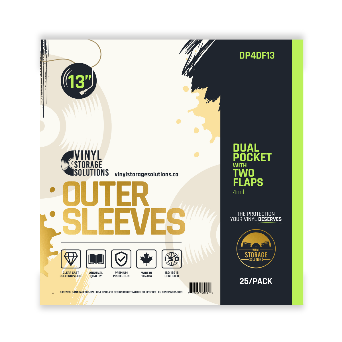 13" Dual Pocket Outer Sleeves w/ Two Flaps - 4mil (25 pack)