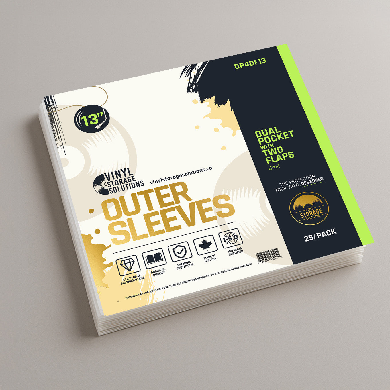 13" Dual Pocket Outer Sleeves w/ Two Flaps - 4mil (25 pack)