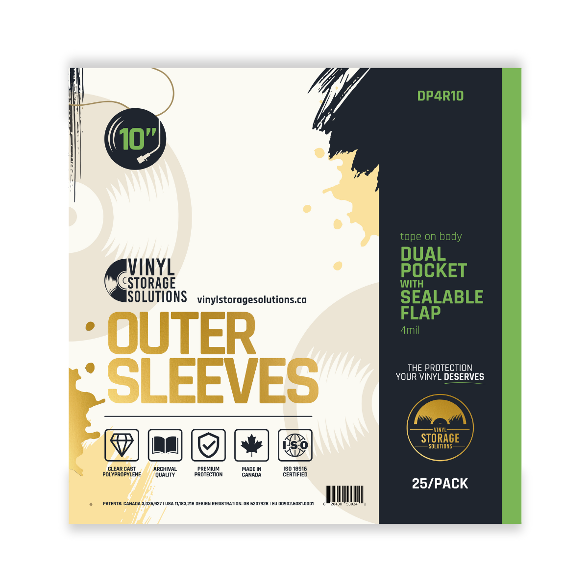 10" Dual Pocket Outer Sleeves w/ Sealable Flap - 4mil (25 pack)