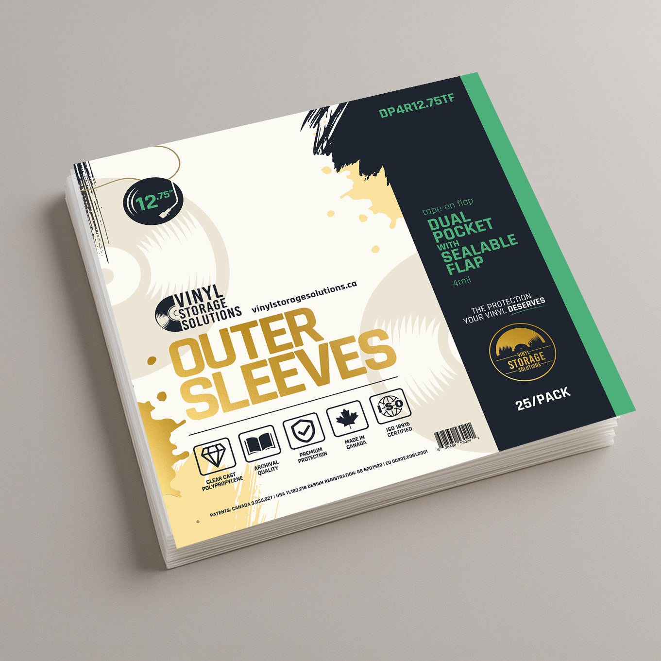 12.75" Dual Pocket Outer Sleeves w/ Sealable Flap (Tape on Flap) - 4mil (25 pack)
