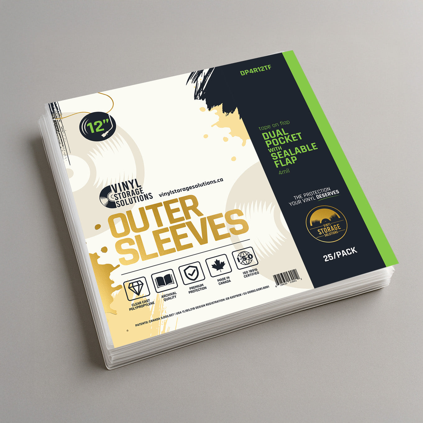 12" Dual Pocket Outer Sleeves w/ Sealable Flap (Tape on Flap) - 4mil (25 pack)