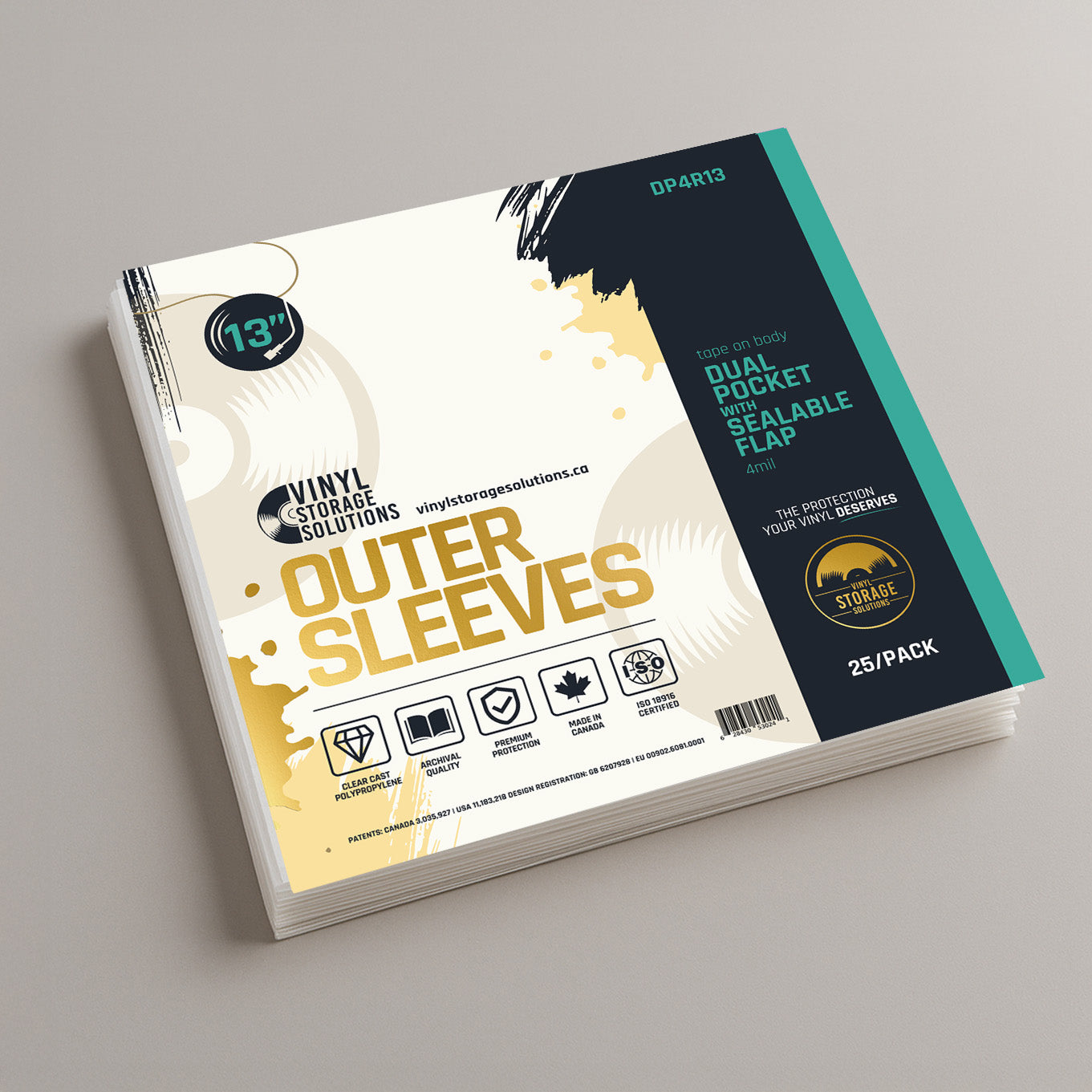 13" Dual Pocket Outer Sleeves w/ Sealable Flap - 4mil (25 pack)