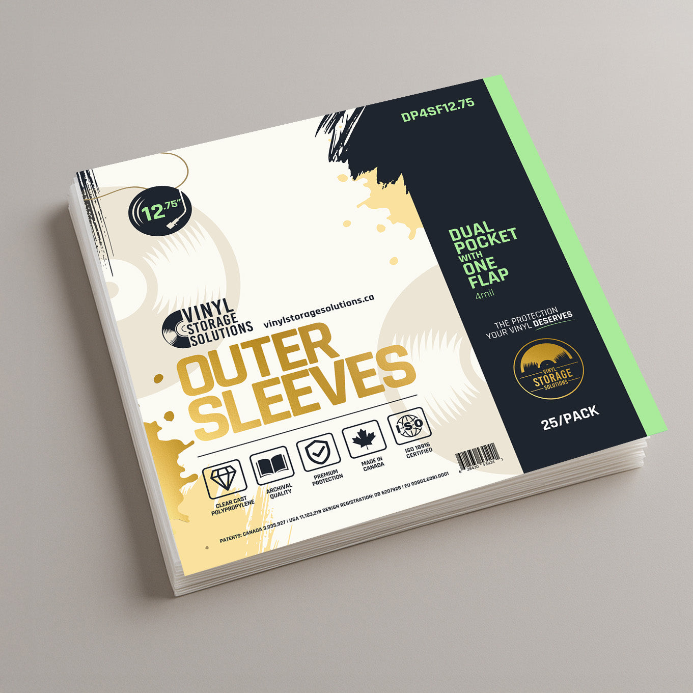 12.75" Dual Pocket Outer Sleeves w/ One Flap - 4mil (25 pack)