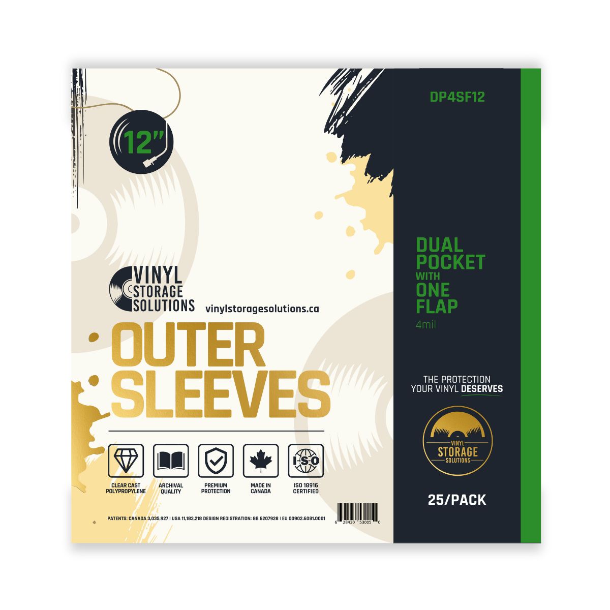 12" Dual Pocket Outer Sleeves w/ One Flap - 4mil (25 pack)