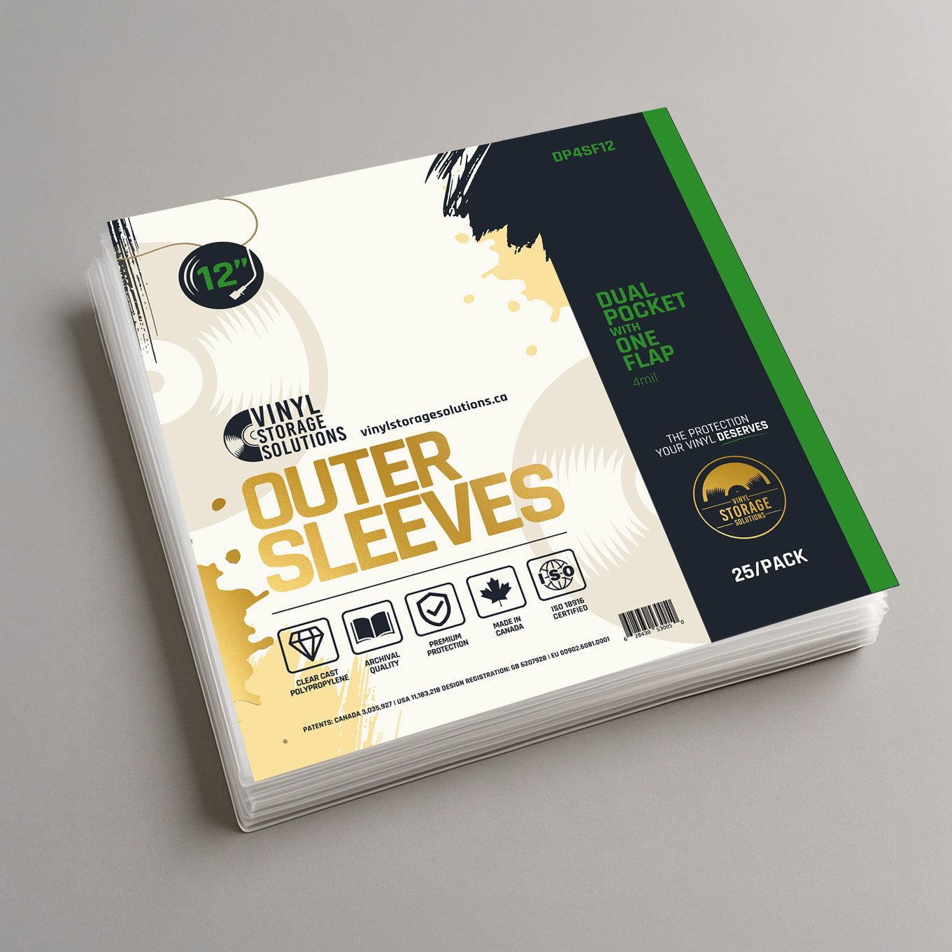 12" Dual Pocket Outer Sleeves w/ One Flap - 4mil (25 pack)