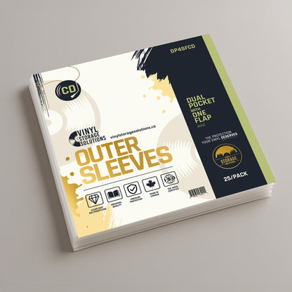 CD/DVD Dual Pocket Outer Sleeves w/ One Flap - 4mil (25 pack)