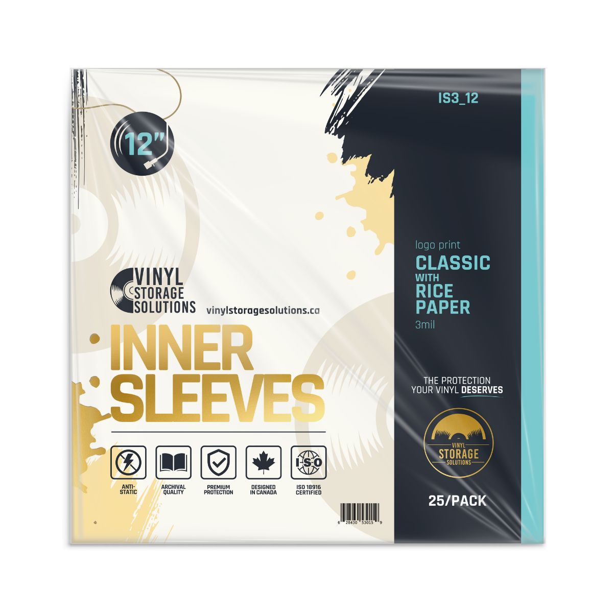 12" Inner Sleeves w/ Rice Paper - 3mil (25 pack)