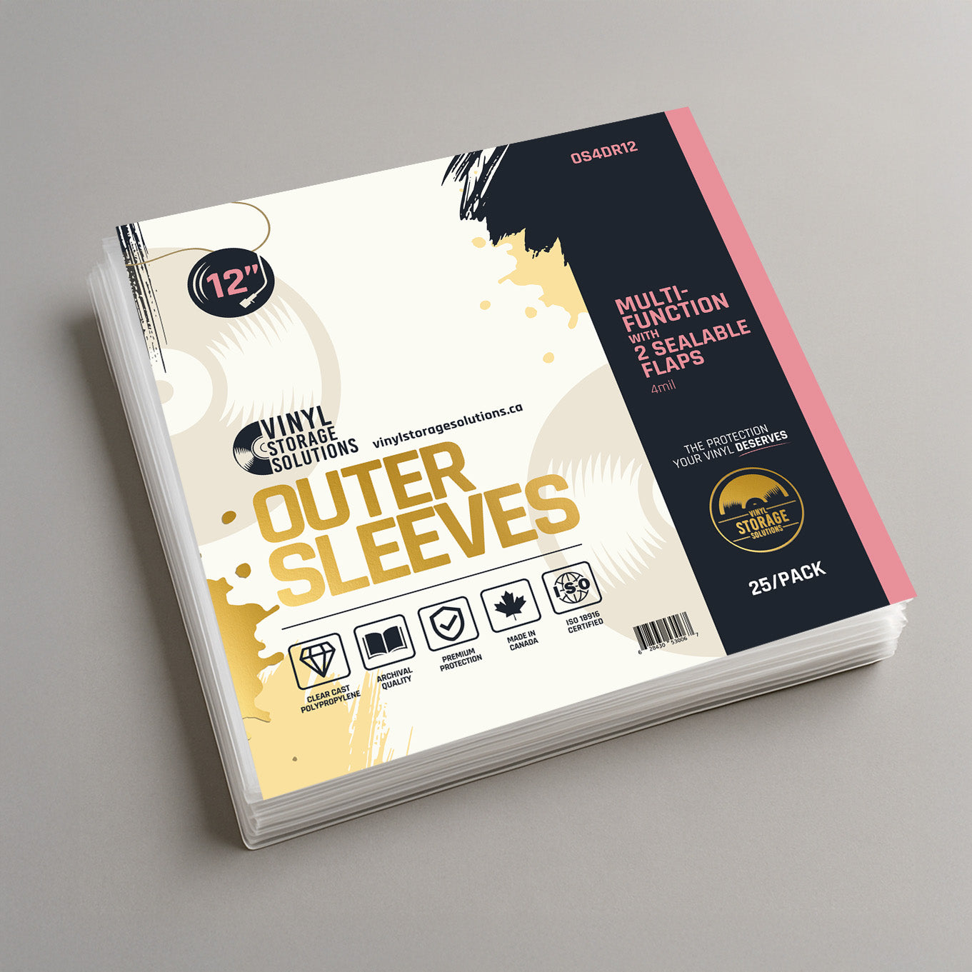 12" Multifunctional Outer Sleeves w/ Two Sealable Flaps - 4mil (25 pack)