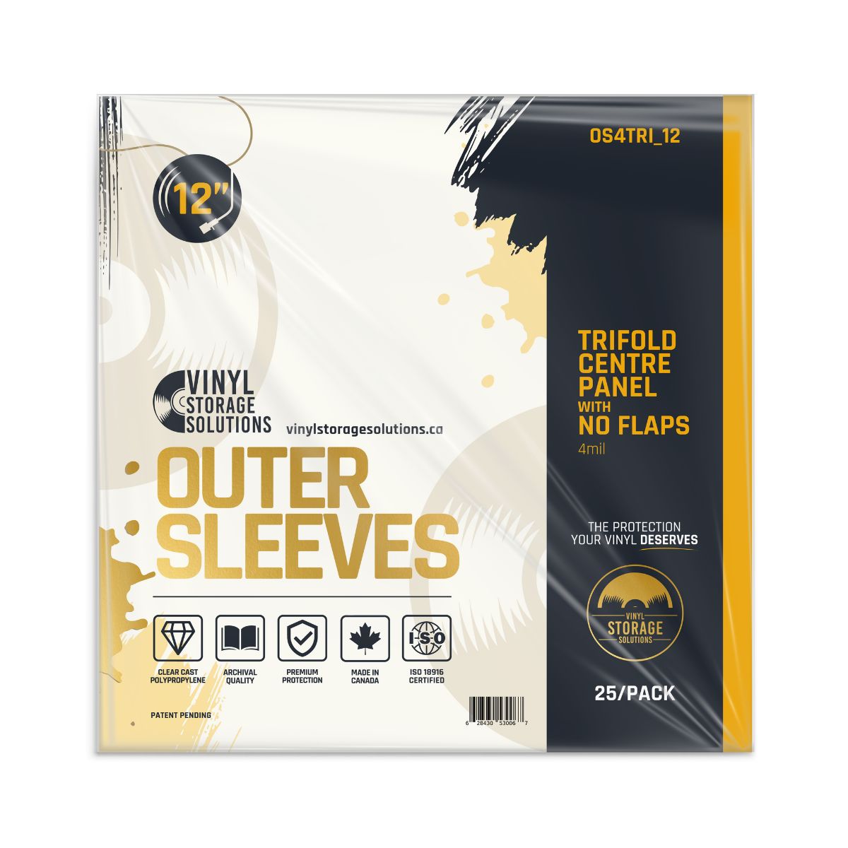 12" Tri-Fold Centre Panel Outer Sleeves - 4mil (25 pack)