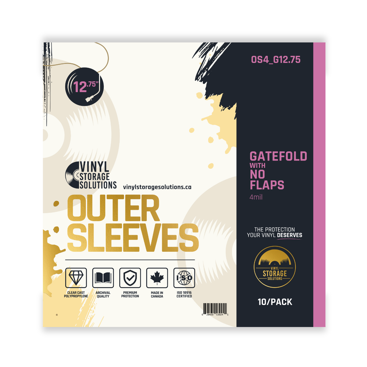 12.75" Gatefold Outer Sleeves w/ No Flaps - 4mil (10 pack)
