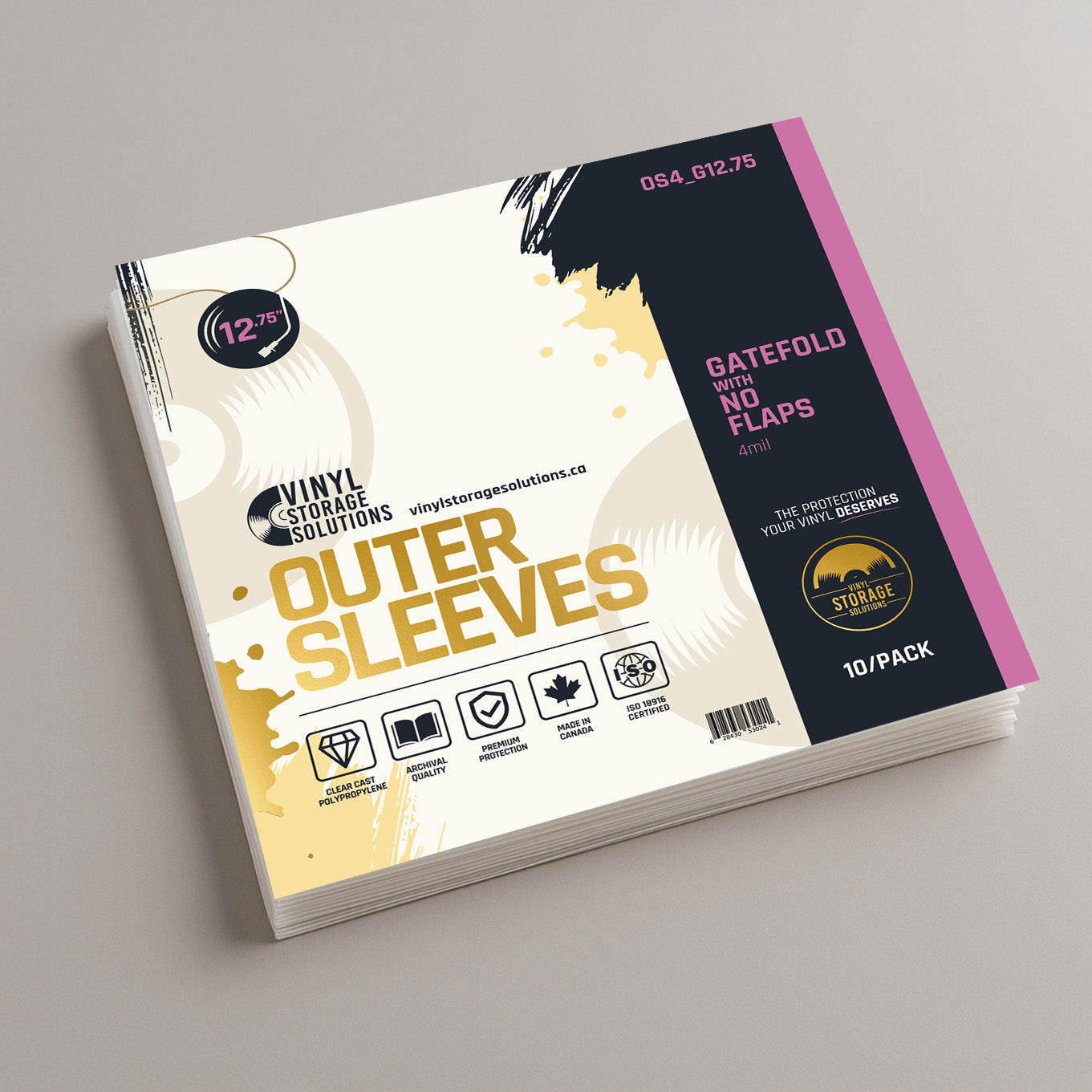 12.75" Gatefold Outer Sleeves w/ No Flaps - 4mil (10 pack)