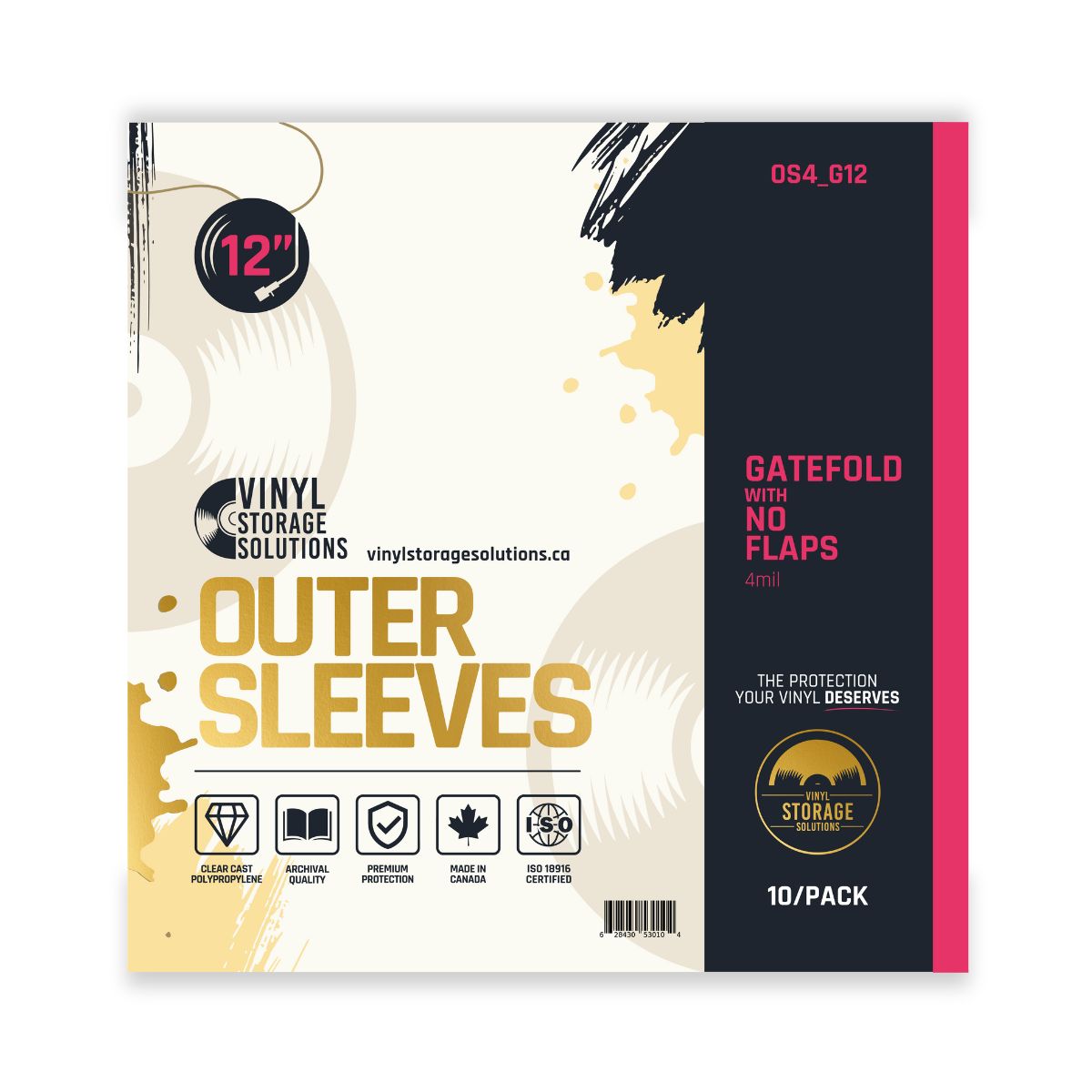 12" Gatefold Outer Sleeves w/ No Flaps - 4mil (10 pack)