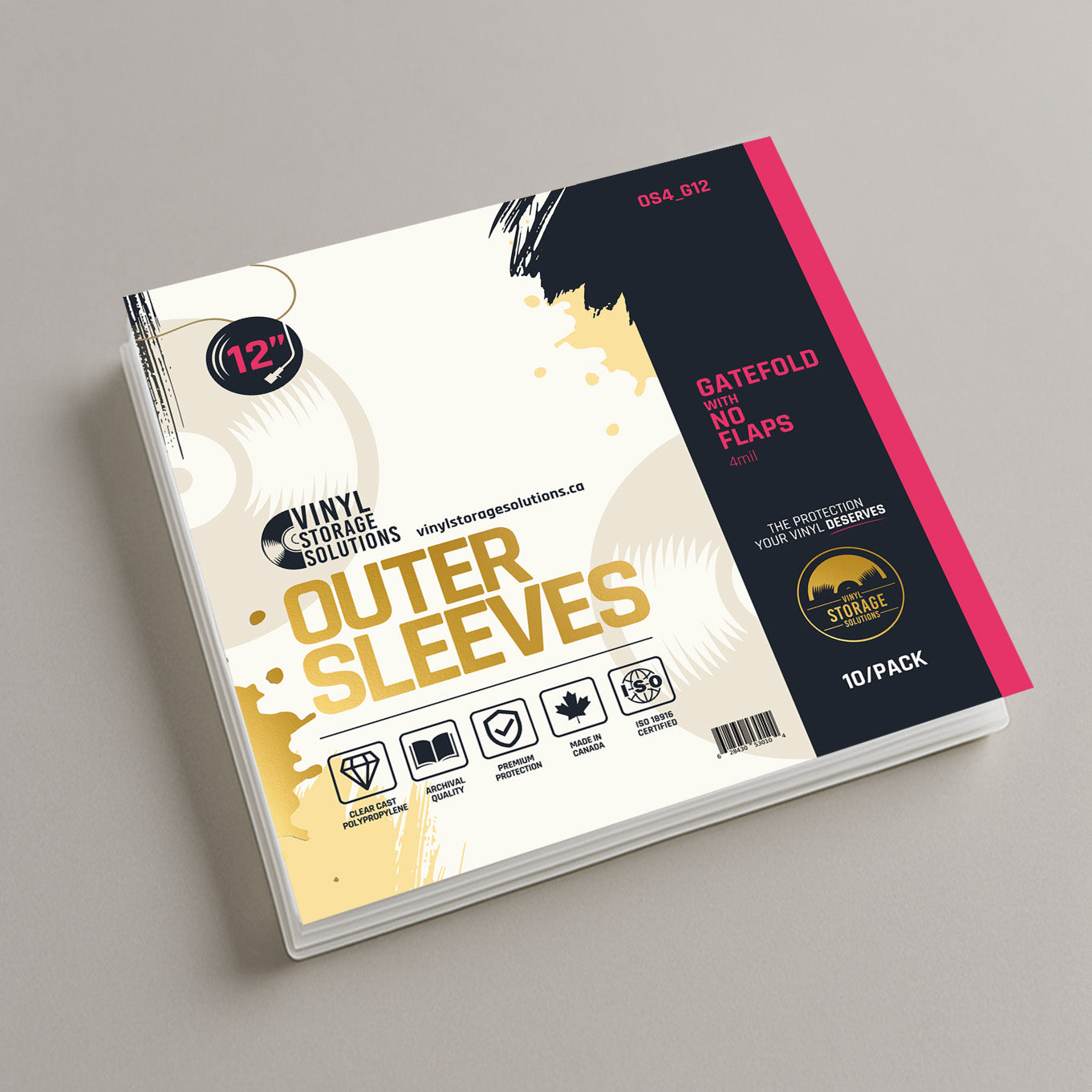 12" Gatefold Outer Sleeves w/ No Flaps - 4mil (10 pack)
