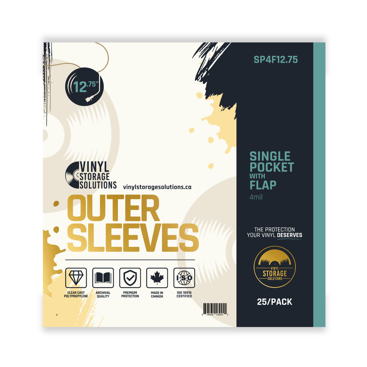 12.75" Single Pocket Outer Sleeves w/ Flap - 4mil (25 pack)