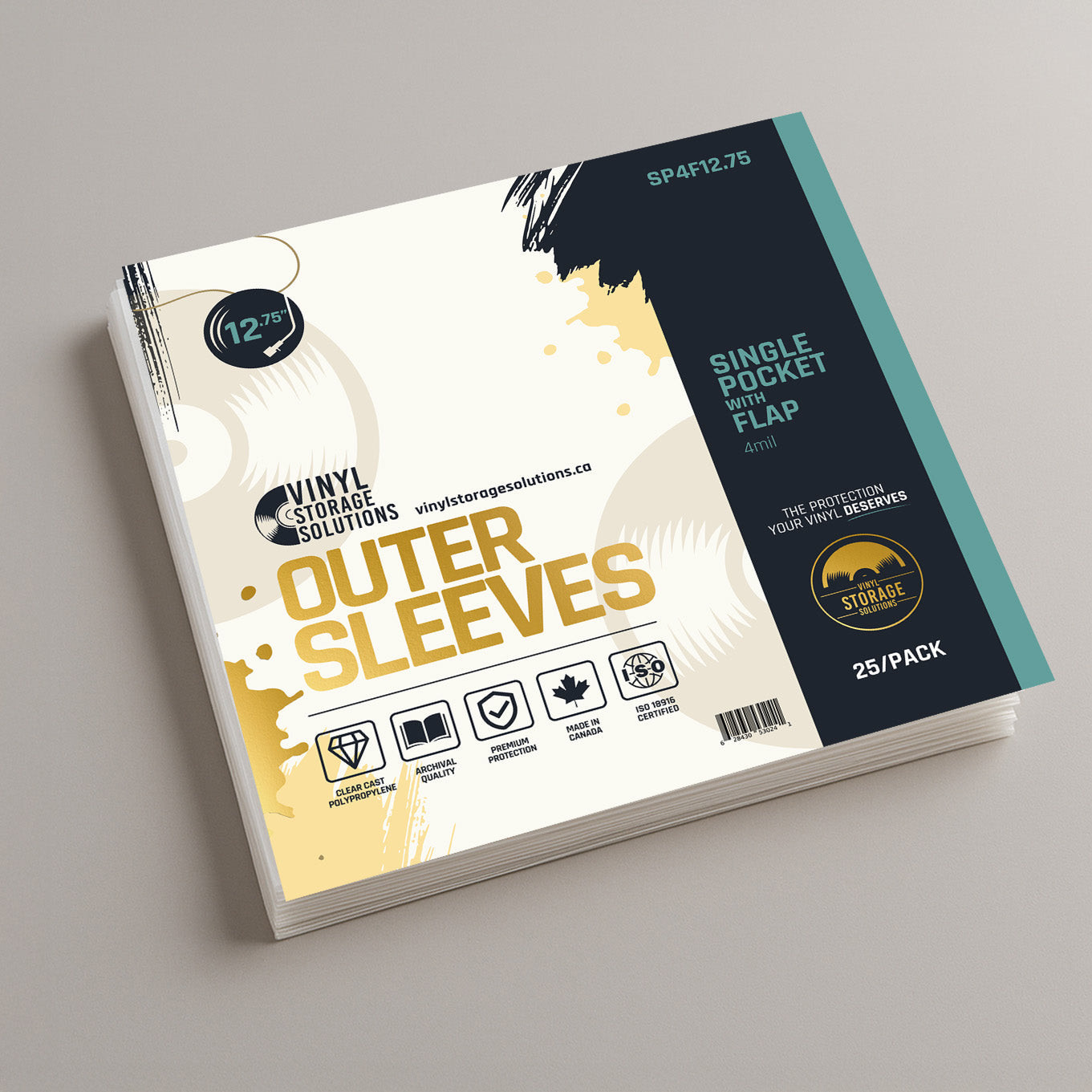 12.75" Single Pocket Outer Sleeves w/ Flap - 4mil (25 pack)